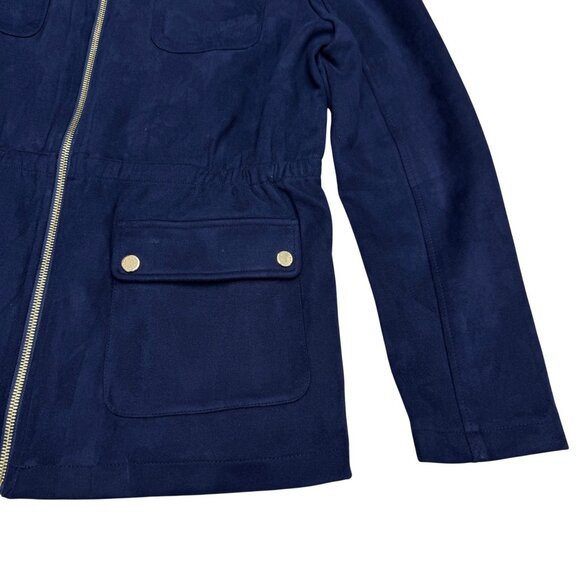 Marc New York Women's Navy Blue Faux Suede Full Zip Jacket Pockets, Size L - Picture 4 of 8